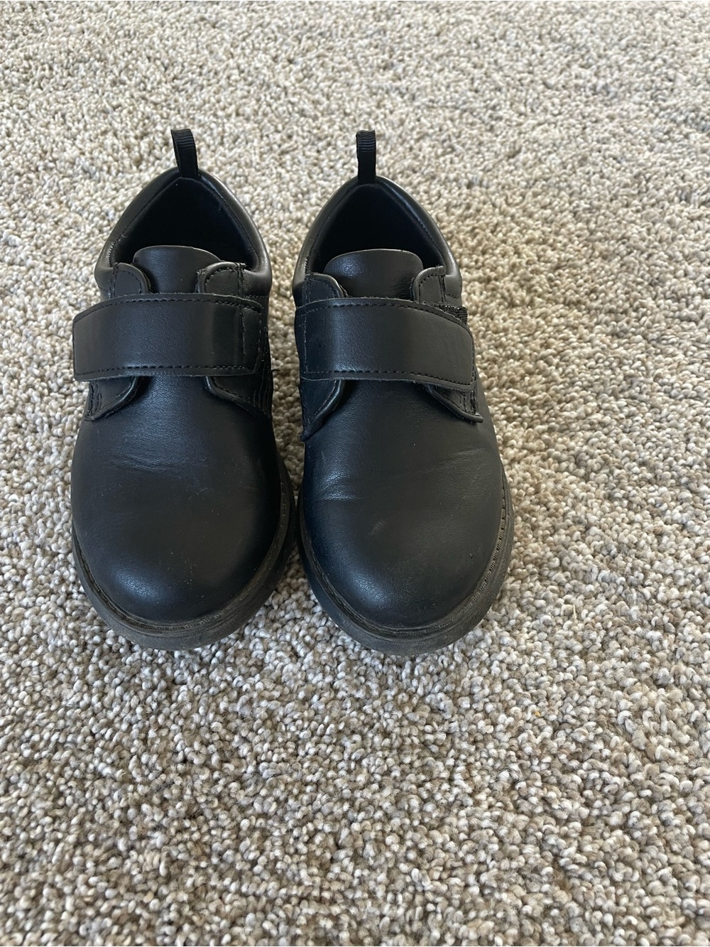 Wondernation size 9 toddler boys Black Velcro Dress Shoes